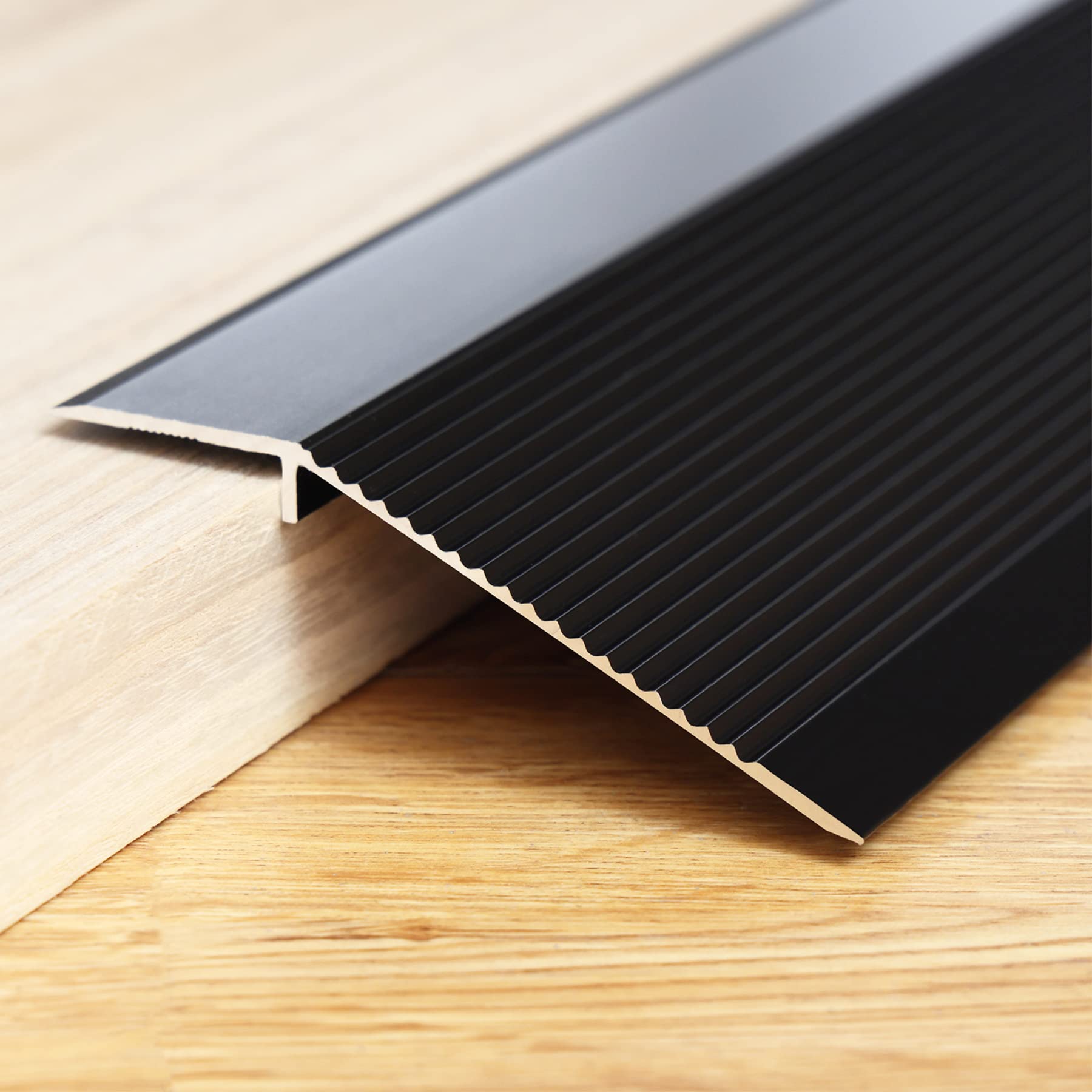 Trimold Aluminum Floor Transition Strip Flooring Reducer, Suitable for Doorways Threshold Ramp Tile Laminate, Bridge The Height Between 0.3-1.6 Inch (3Ft x 3.9In, Matte Black)