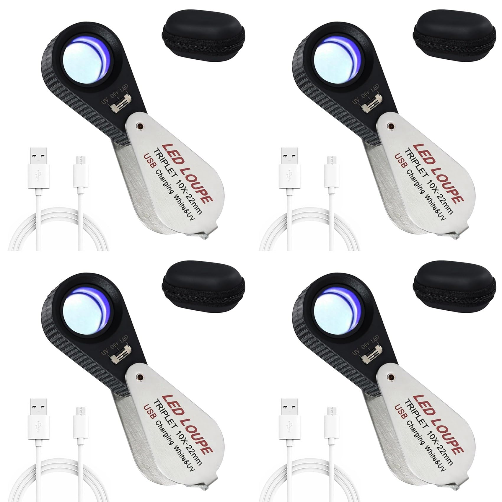 Loupe de bijoutier 10x rechargeable pour lire les petits poinçons