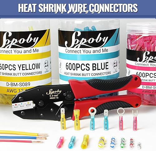 Miniatura 6 de Sopoby - Juego de conectores termorretráctiles para cable, sellado de soldadura y conectores eléctricos, terminales de cable, surtidos,