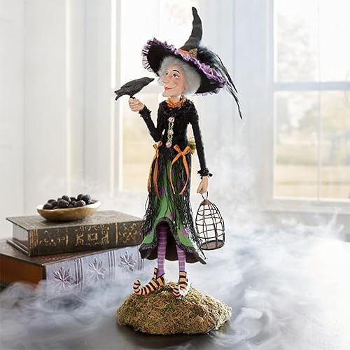 Miniatura 7 de Lsotier Adorno de estatua de muñeca de bruja de Halloween, encantadoras muñecas de escritorio para Halloween, decoración de oficina en casa, regalo,