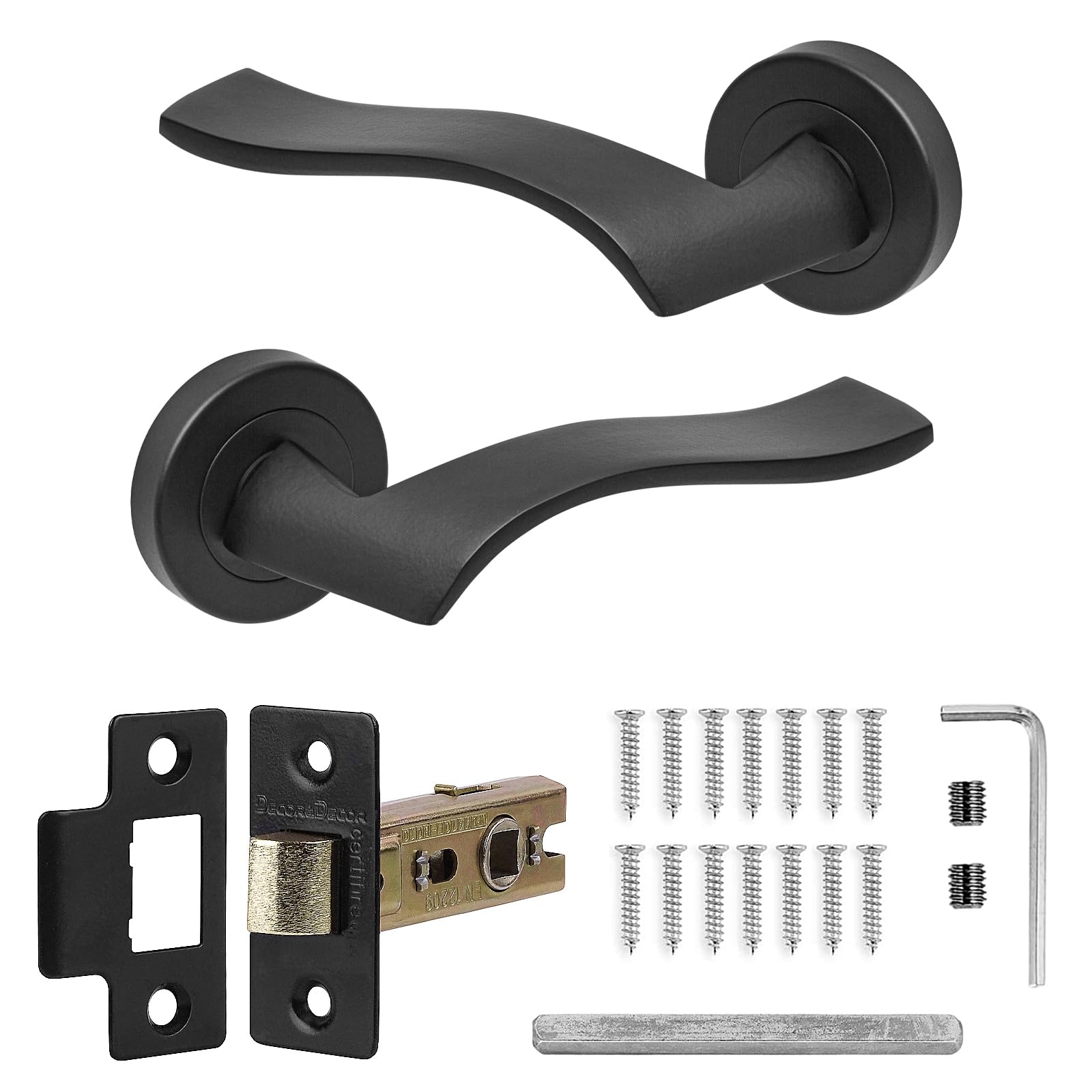 DecoranddecorBlack Door Handle SetInternal Door Handle SetBlack Door Lever Handles Latch KitEmblaze Range from B&Q