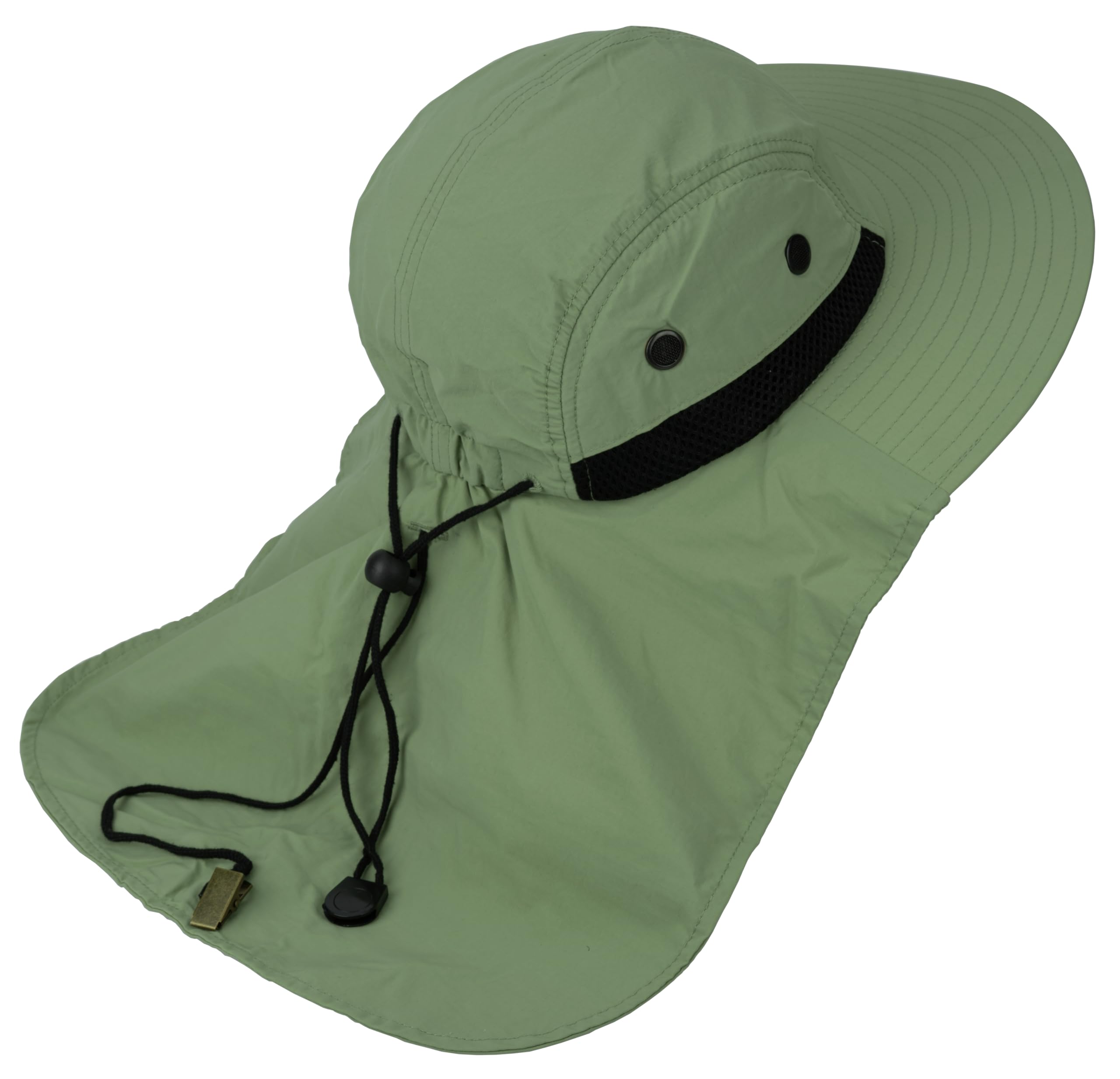 Sombrero de ala ancha para hombres y mujeres, con solapa para el cuello, impermeable, protección UPF50, pesca, senderismo, safari, Verde -Oliva, talla única