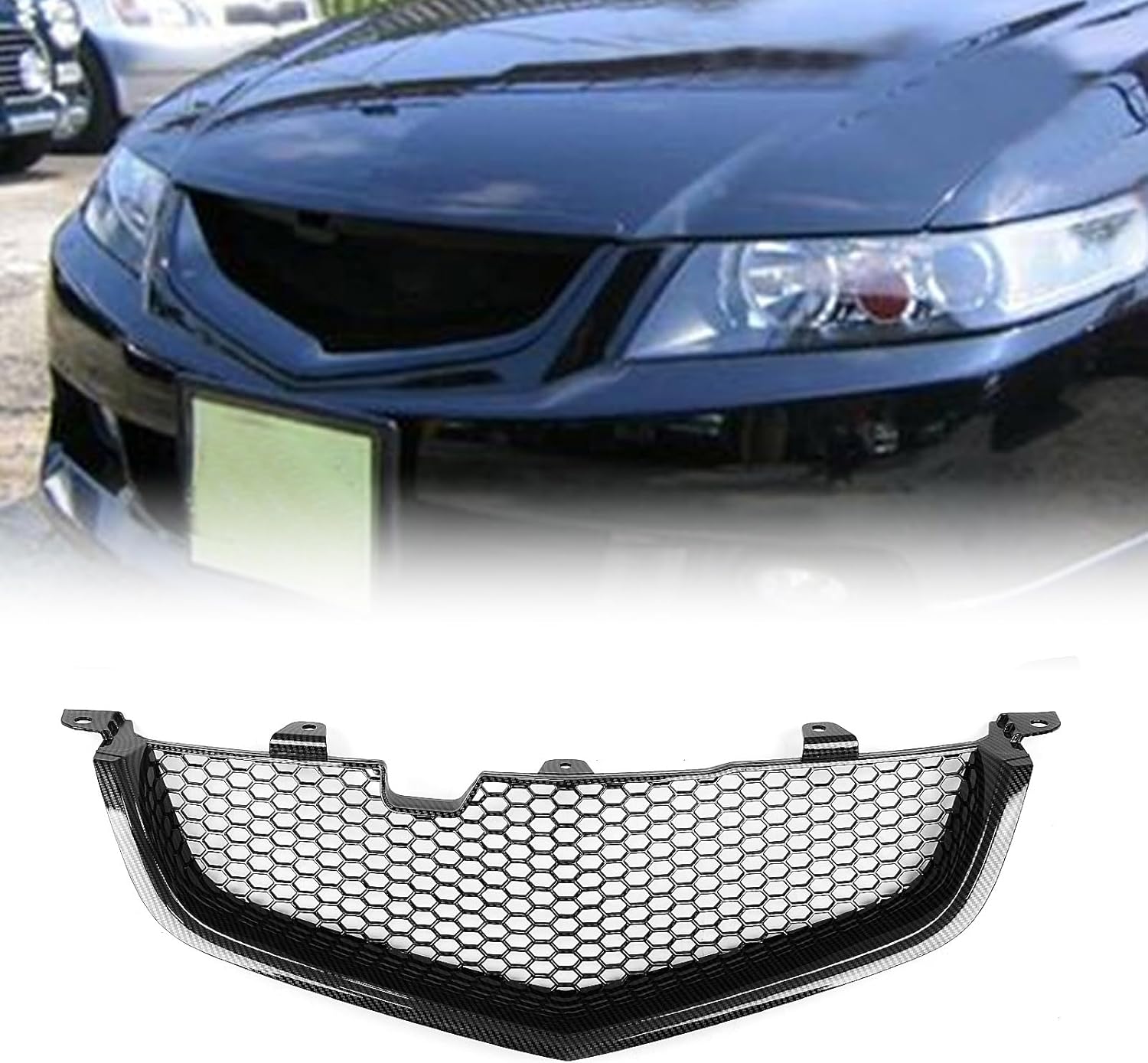 Car Front Bumper Grille Mesh Grill For Honda Accord CL7 Euro R Acura TSX 2003-2005 Honeycomb Style