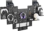 PEGZONE Gaming Pegboard Controller & Headphone Wall Mount, 14pcs, Black | Modular Design, Xbox PS5 PS4 Switch Compatible, Disc Shelf Organizer, Video Game Storage