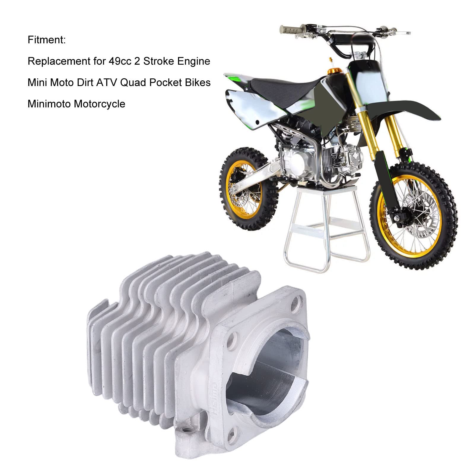 Kit pistone cilindro per motore a 2 tempi da 49, metallo resistente, installazione semplice, per mini moto, ATV da cross, quad, pocket bike, moto minimoto