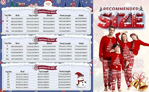 BCNZOO Family Christmas Pajamas Matching Sets, Xmas PJs for Family, Christmas Pajama Sets, Matching Christmas Pajamas for Family, Festive Xmas Pajamas Sets Red
