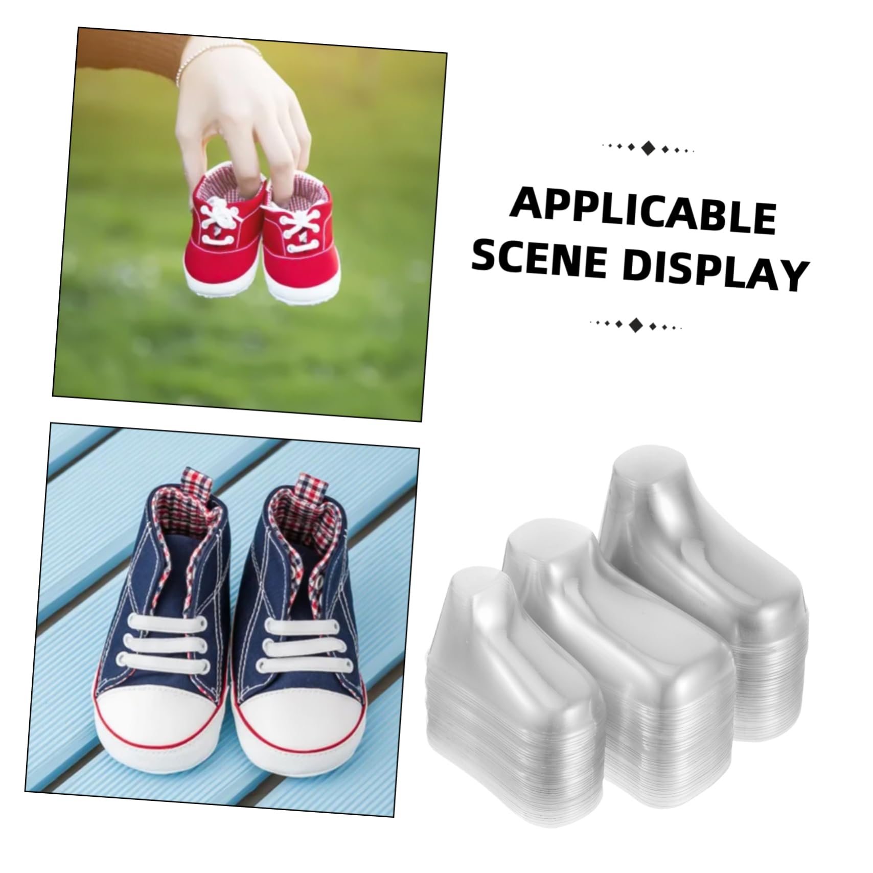 Présentoir Plastique pour Chaussures Bébé 90pcs, Modèle de Chaussures pour Bébé, Support Transparent Multifonctionnel, pour Maison et Magasin