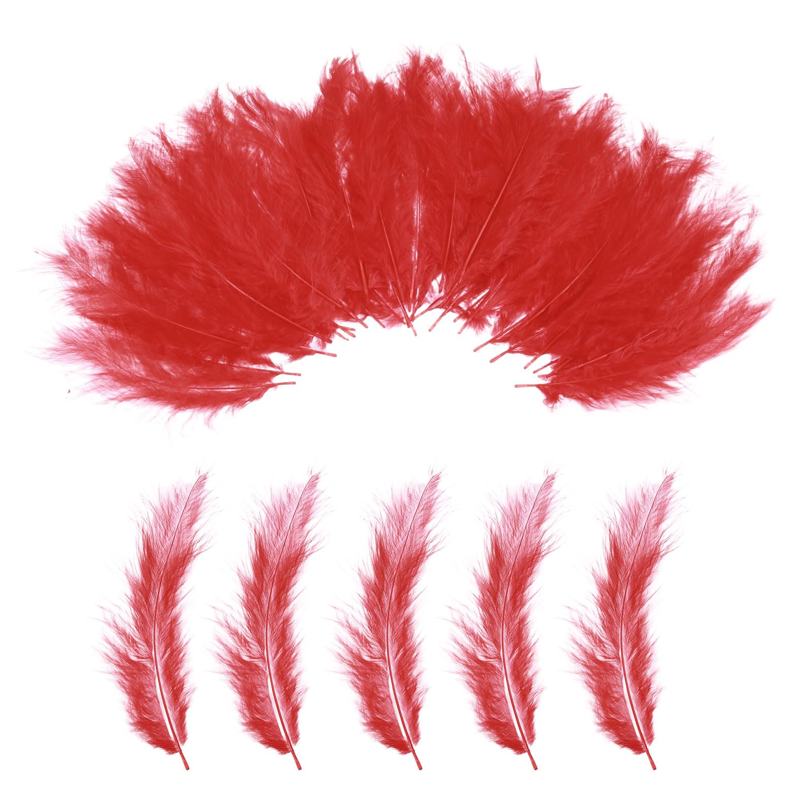 PATIKIL 200 Pack Fluffy Turkey Marabou Feathers,4-6 Inches Dark Red Natural Turkey Feathers for Crafting Dream Catcher Fringe Trim Fly Tying Party Decorations