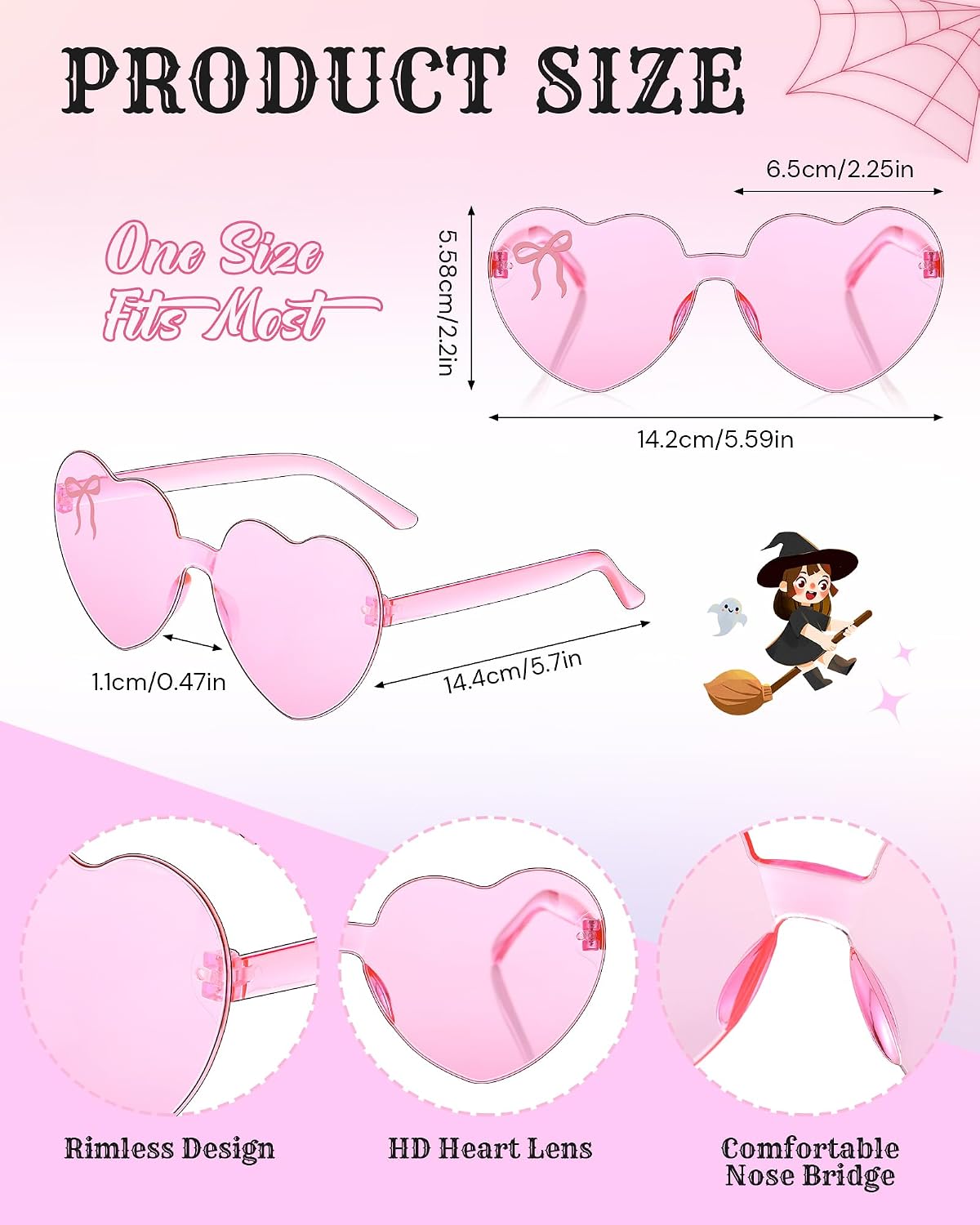 Photect 12 Pairs Heart Shaped Sunglasses Bulk for Women with Pink Bow Trendy Transparent Heart Coquette Party Favors Valentine Galentine Goodie Bag Stuffers Gifts Eyewear Accessories