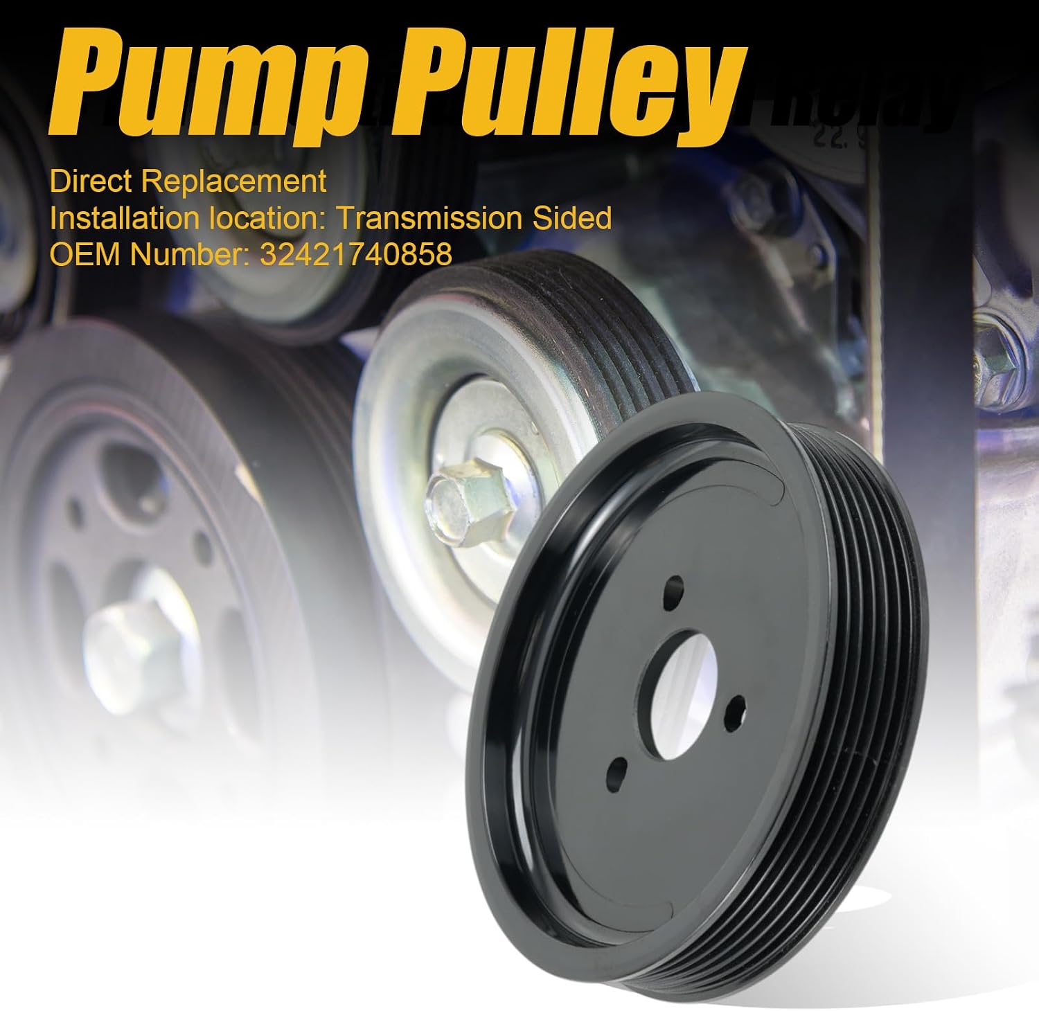 32421740858 Power Steering Pump Pulley 1991-2008 Replacement for BMW 3 5 7 X3 X5 Z3 Series E46 E53 330Ci 3.0i Replacement# 1740858 500346 BMDSX5 821005301 MX01460004