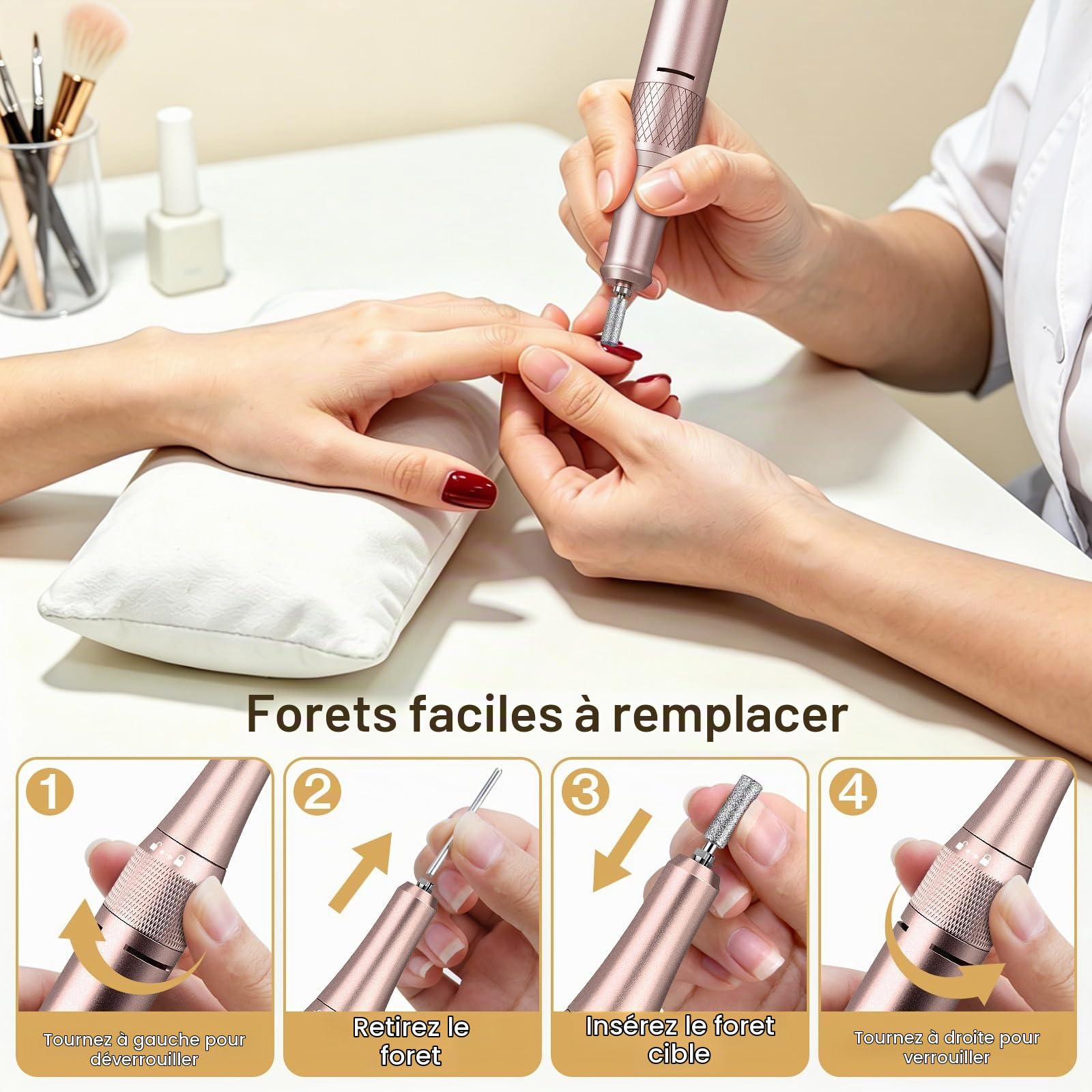 Cadrim Ponceuse pour Ongles Professionnelle 45000 RPM,13 in 1 Ponceuse Ongles