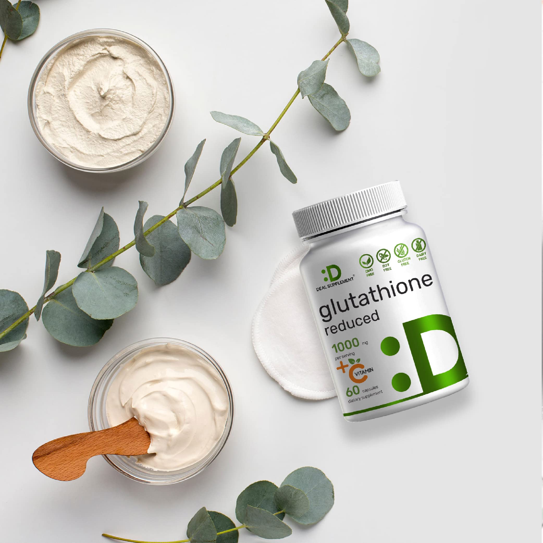 Glutathione Supplement 1000mg Per Serving, 98 Purity Plus Vitamin C