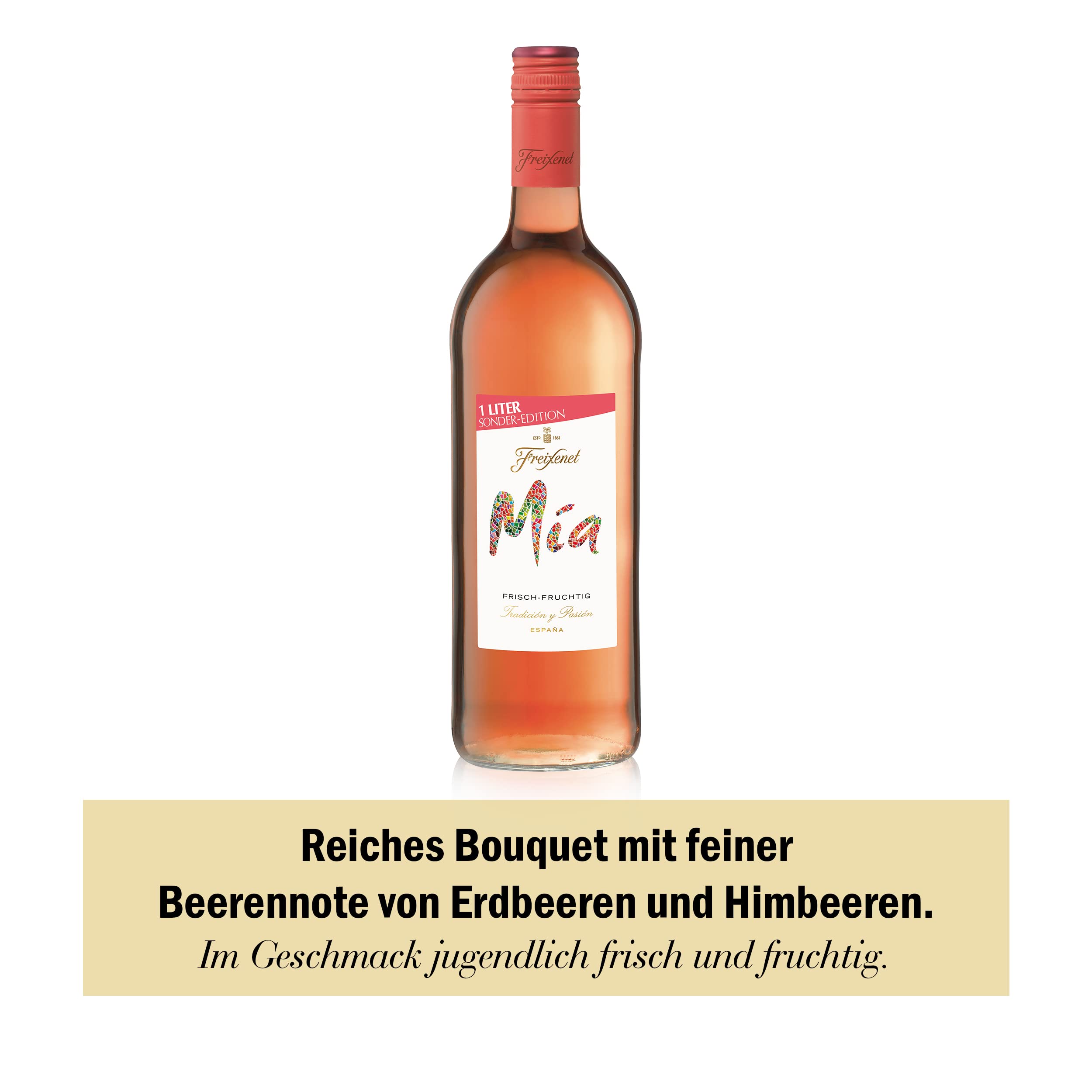 Freixenet Mia Rosado Spanischer Roséwein (9x1,0l) Set - 1,0 Liter Sonder-Edition - Rose, Wein, halbtrocken, jugendlich lebendig und fruchtig-frisch, zu Meeresfrüchten und Fisch oder als Aperitif