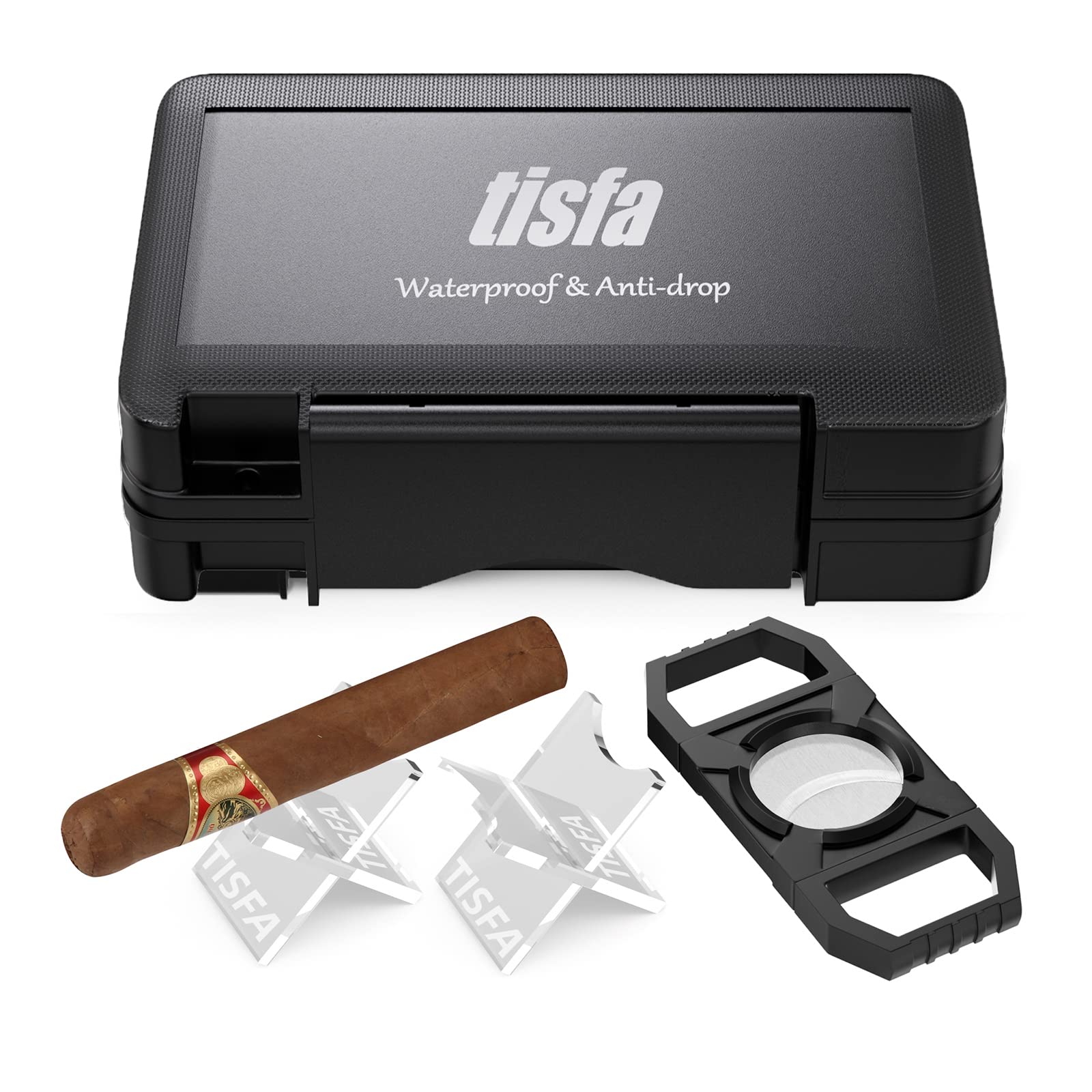 Buy TISFA Cigar Travel Humidor Case with Cigar Cutter and Cigar Stand
