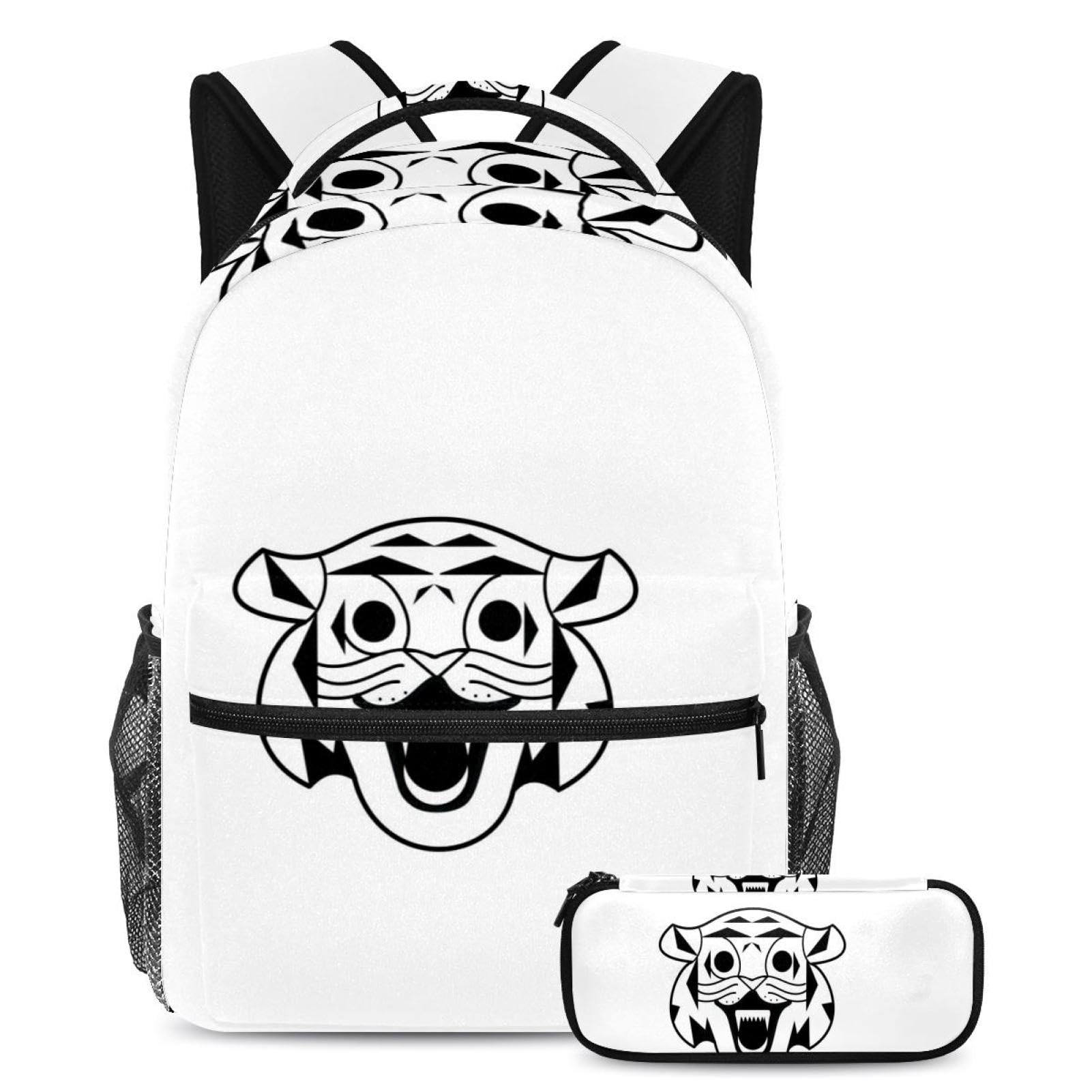 Sac à dos tigre noir et blanc idéal pour la rentrée des élèves - 7