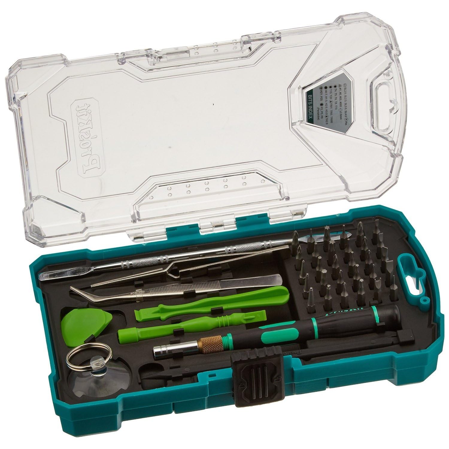 Pro's Kit SD-9326M Kit Destornilladores Precisión 30 Puntas y 10 Herramientas Reparación Electrónica Phillips Torx Pentalobe con Maletín