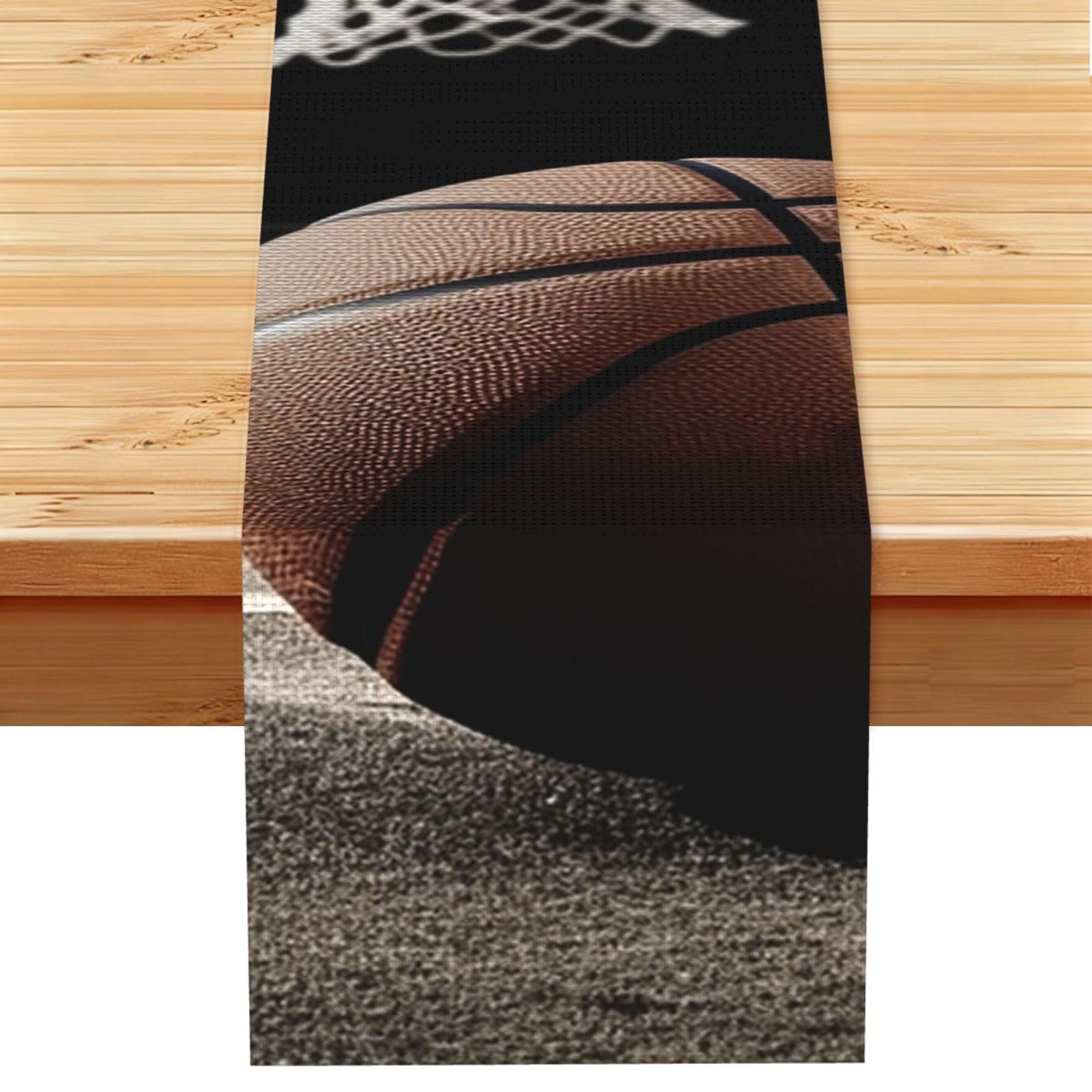 Basketball Table Runner 13 x 72 Inches Long, Cotton Linen Table Runners for Kitchen Dining Table Decoration - Washable Tablecloth Modern Tablerunner for Home Party Decor