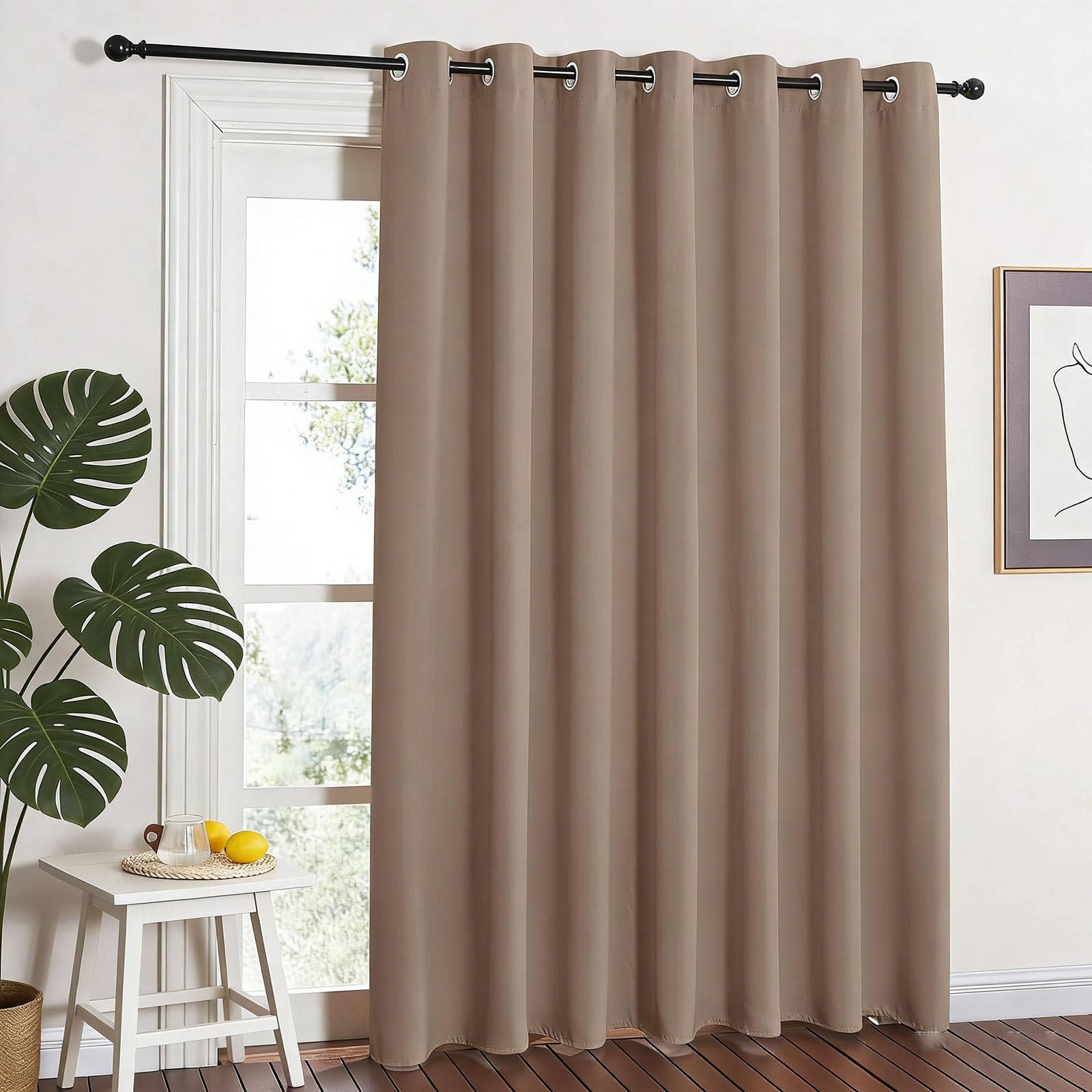 Cortinas opacas para evitar el frío en puertas y ventanas de hogar en color gris