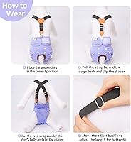 Vista 5 de CuteBone Pañales para perras, paquete de 3 pañales reutilizables para perras con un tirante para perros pequeños, medianos y grandes, BDD01L