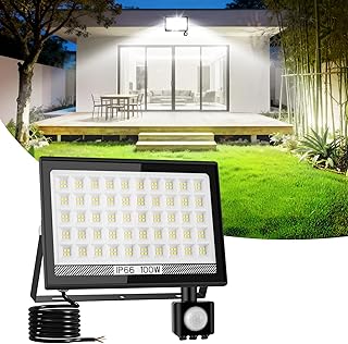 100W Projecteur LED Ext&eacute;rieur Detecteur de Mouvement, 11000LM 6000K 200 Leds Eclairage Exterieur avec Detecteur, IP66 &Eacute;tanche Spot Led Ext&eacute;rieur pour Jardins, Garage, Arri&egrave;re-cour