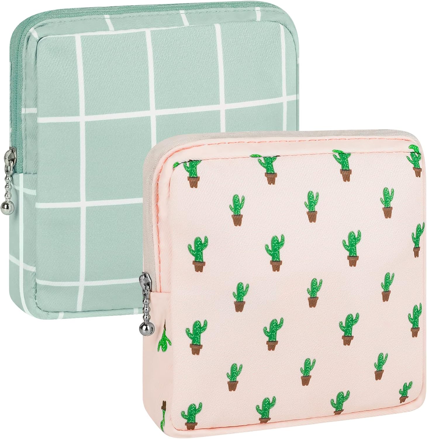 airogym 2 Pack Period Bag for Womens, Sanitary Napkin Storage Bag, Functional Waterproof Sanitary Pads Bags for Panty Liners, Tampons, Menstrual Cups Pouches, Sanitary Pads Organizer with Zipper