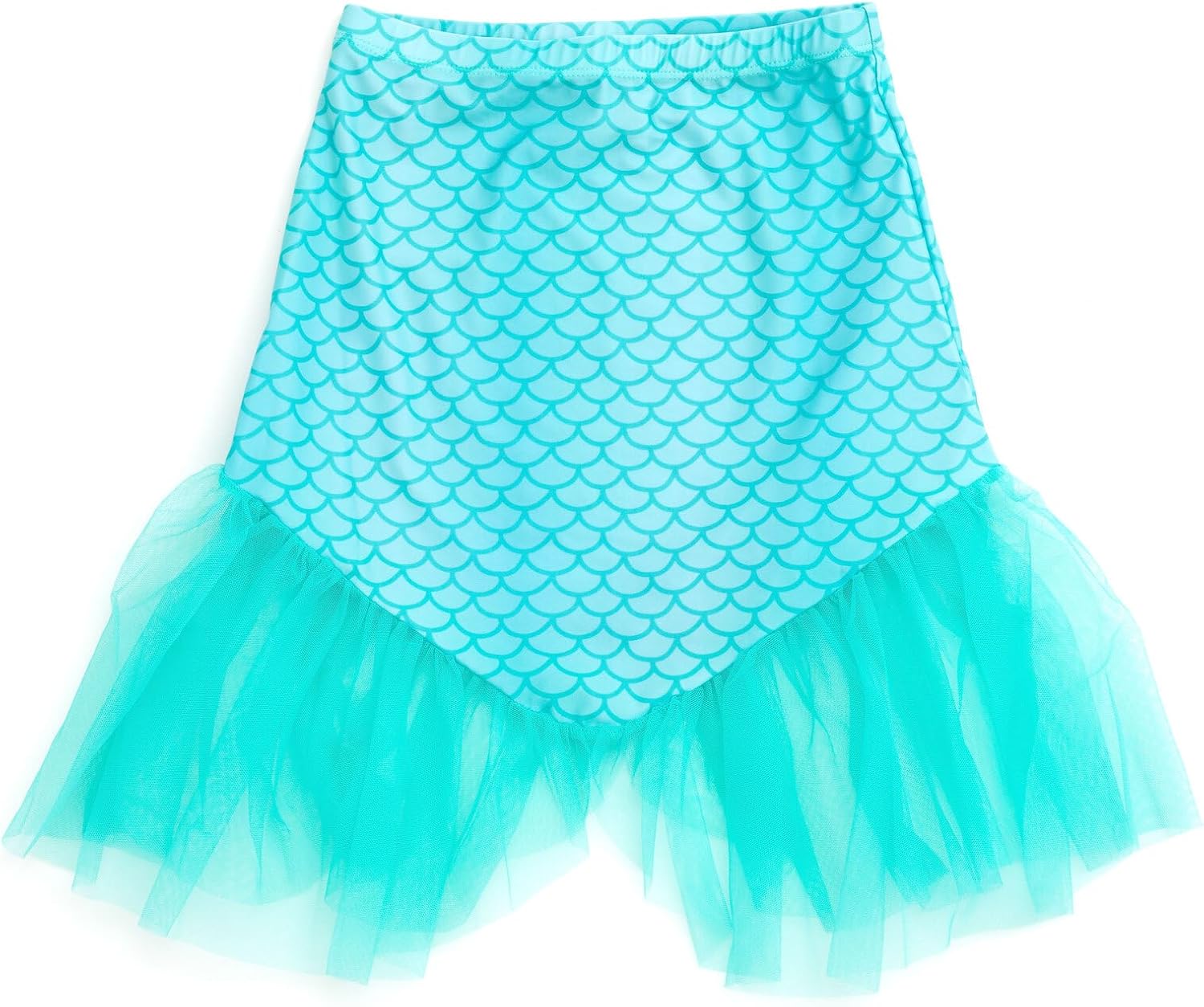 Disney Girls Ruffled Square Neck UPF 50+ Bikini Top, Bottom & Tail 3 Piece Swim Set Little Kid to Big Kid Sizes (4-10-12) 6 Aqua Green image 4 of 4 B0DT4ZX4F3