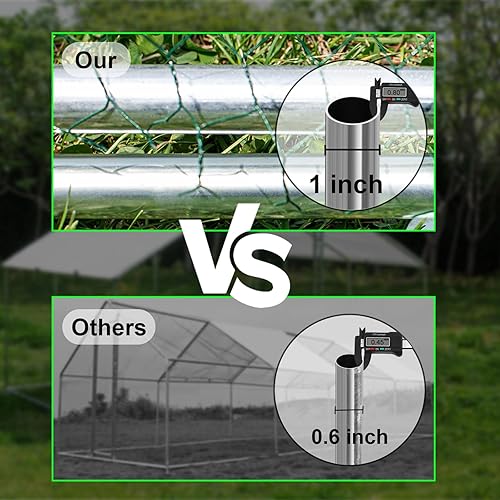 Miniatura 4 de Ugguo Gallinero de metal grande con cubierta impermeable para uso en la granja en el patio trasero al aire libre, jaula resistente y anti-UV en