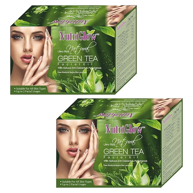 NutriGlow Green Tea Facial Kit for Oily Prone Skin, 55gm Each, Pack of