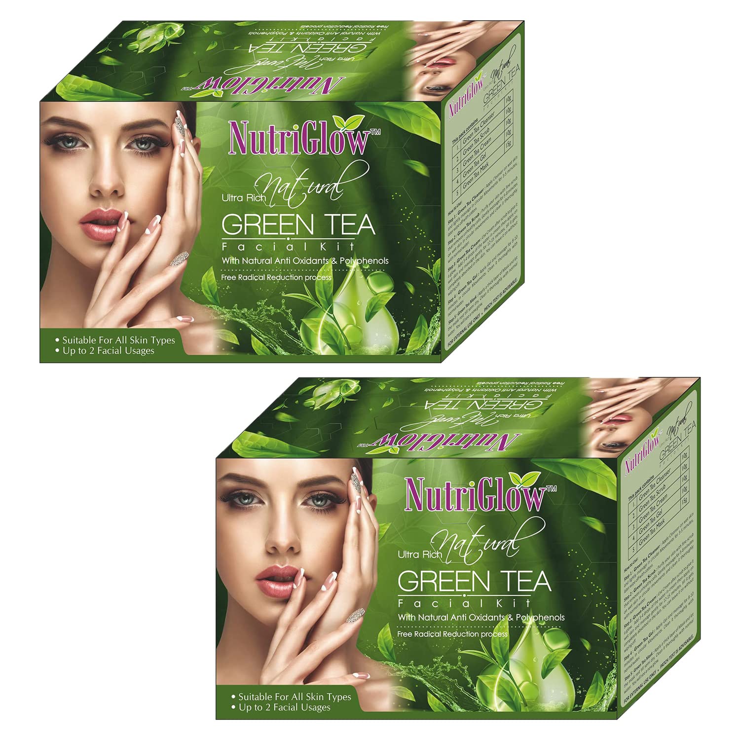 Buy Glow Green Tea Facial Kit for Oily Prone Skin, 55gm Each, Pack of 2