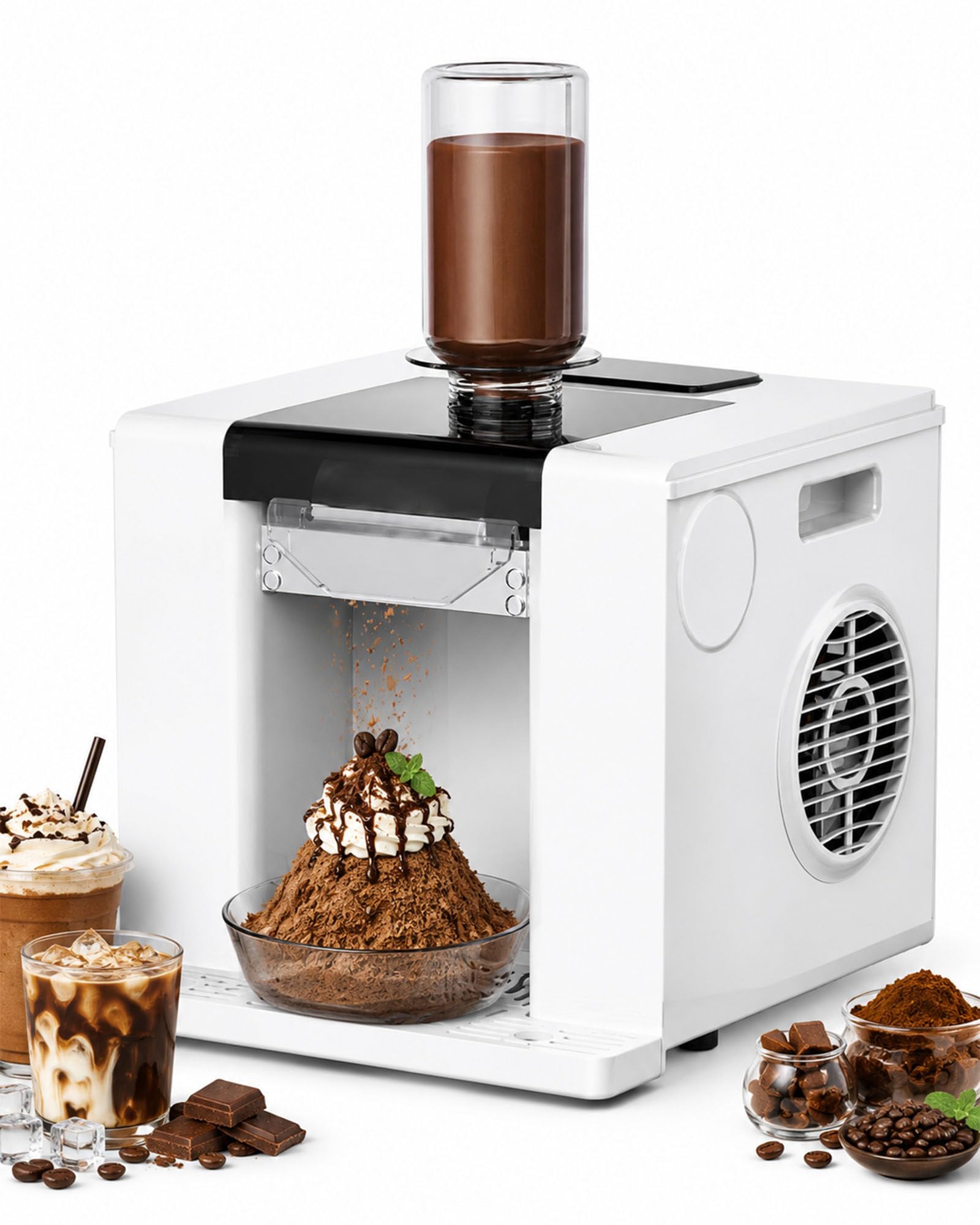 Machine à glace pilée bingsu 60 kg par jour avec bac de 750 ML white