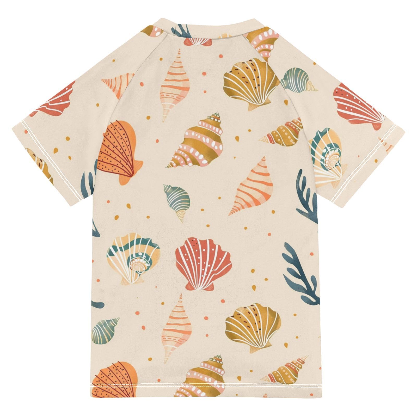 ALAZA Kids Rash Guard Boys Toddler Swim Shirts Short Sleeve Ocean Shell UPF 50+ 3T