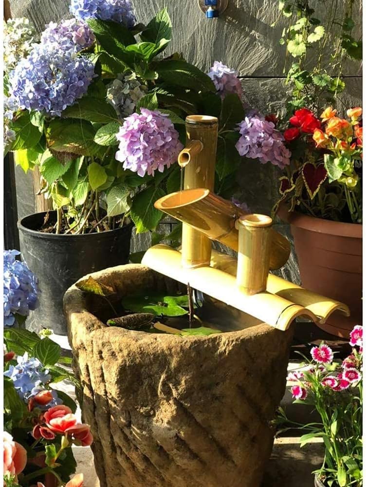 Bamboo Fountain Decor, Water with Pump Bamboo Garden Water Fountain Outdoor Feature Pond Decor Rocking with Pump Japanese Zen Garden Pond Water Feature Decoration 50,One Color-50cm