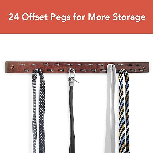 Miniatura 3 de Spectrum Diversified Estante de almacenamiento de pared para armario de madera, corbata de 24 clavijas, cinturón, bufanda y organizador de joyas, un