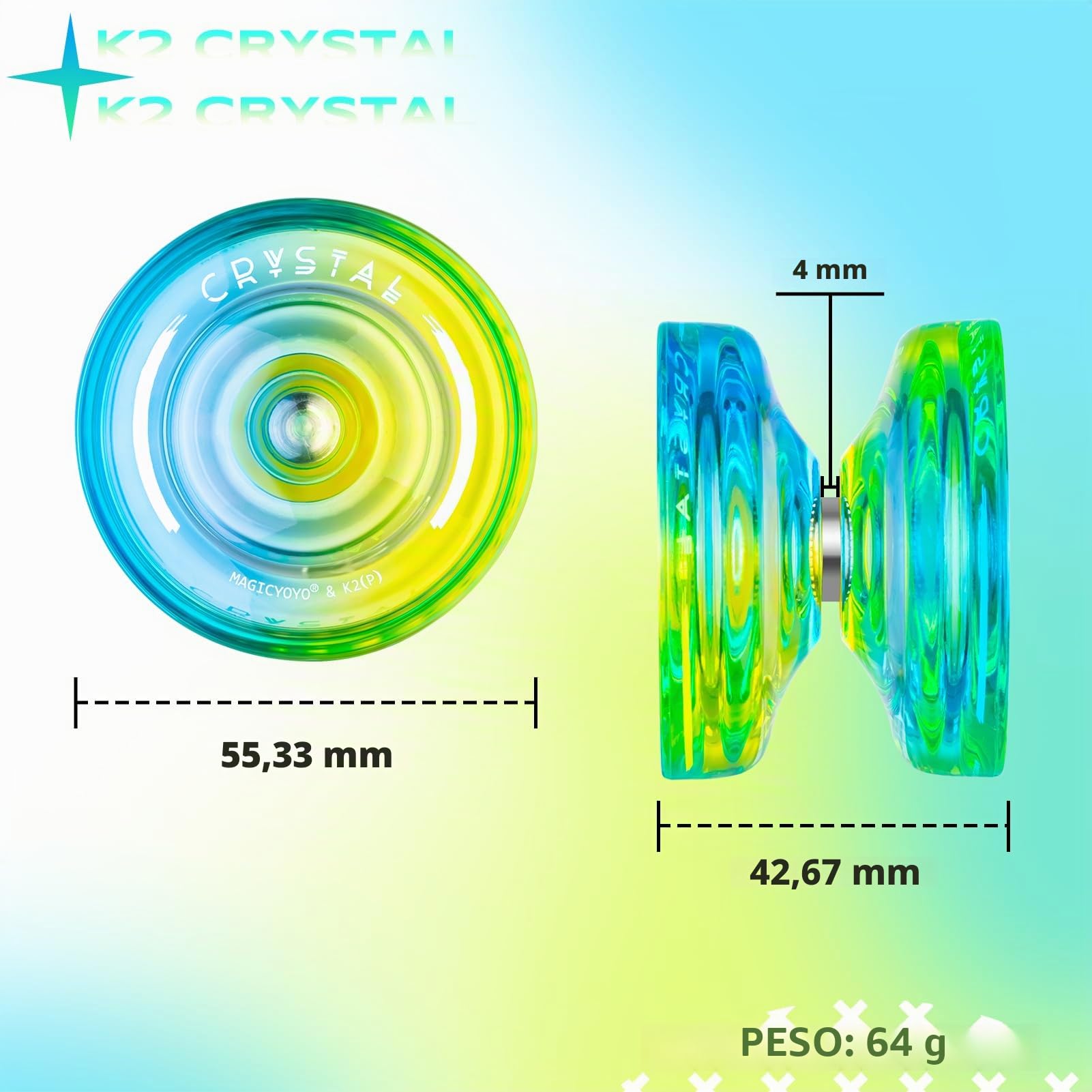 MAGICYOYO Yoyo K2 Azul Amarillo, JoJo Responsive para Principiantes, Dual Purpose JoJo No Responsivo, 12 Cuerdas, Estuche