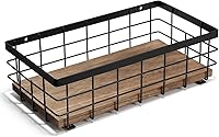 Vista 8 de TJ.MOREE Cesta pequeña de alambre de metal, organizador decorativo de base de madera para baño, cocina, cesta para almacenamiento de papel