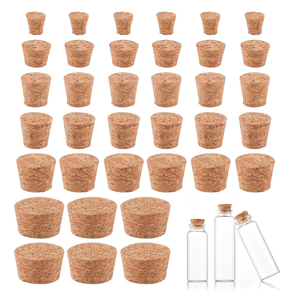 OLYCRAFT 60Pcs 6 Styles Large Cork Stoppers Cork Bottle Stoppers Tapered Corks Plugs Corks Canning Jar Lids Wood Conical Plugs Wooden Taper Stopper for Kitchen Wedding Favor Cannin