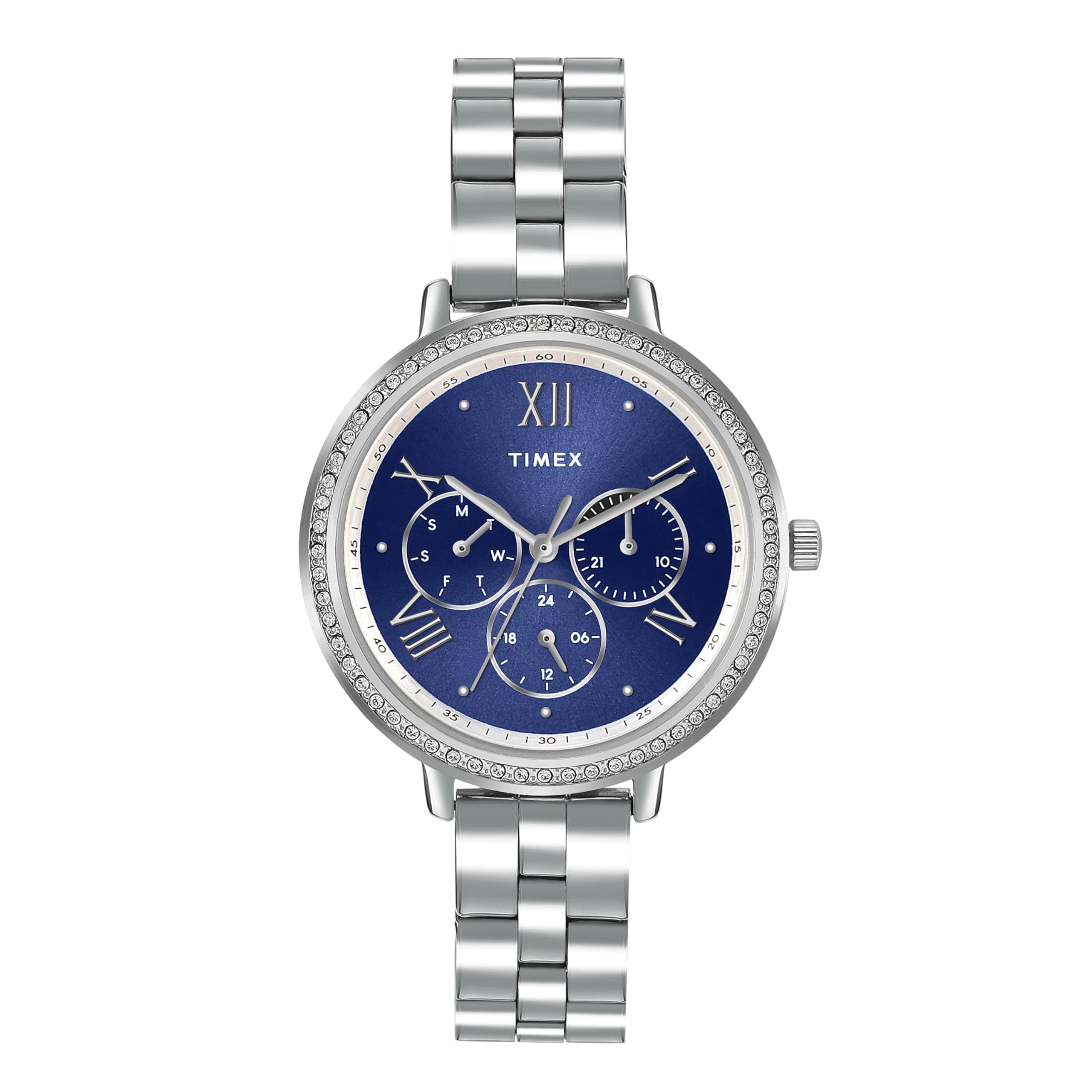 TIMEX Stainless Steel Multifunction Analog Blue Dial Women Watch - Tw000Z500, Silver Band (B0CJLHTY1K) Amazon Price History, Amazon Price Tracker
