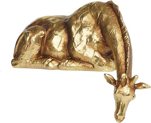 Miniatura 6 de Braxio Estatuas de decoración de sala de estar para interiores, esculturas abstractas de jirafa dorada de resina, decoración del hogar para estante