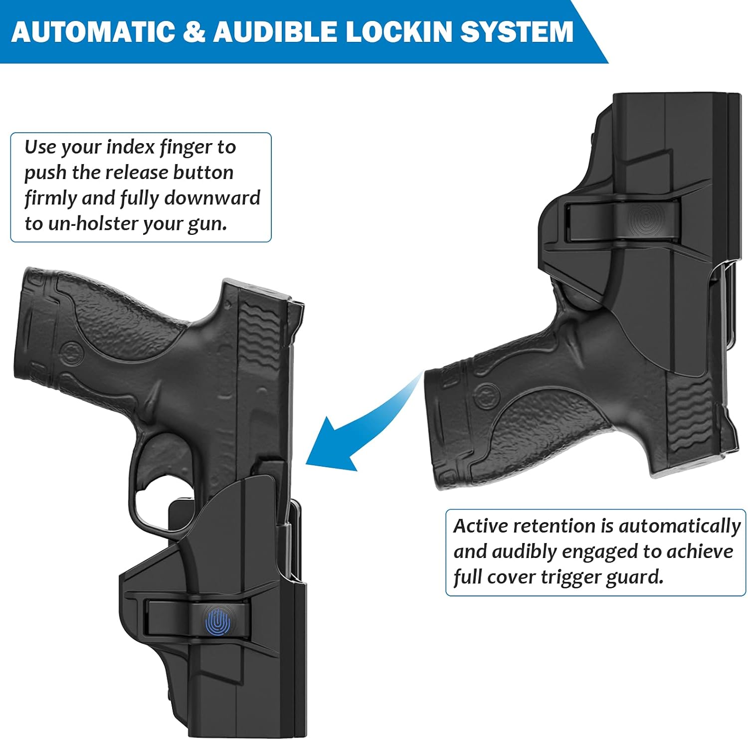 S&W M&P Shield/Shield Plus OWB Holster, Forefinger Release, Right-Hand, 9mm/.40, 3.1'' Barrel