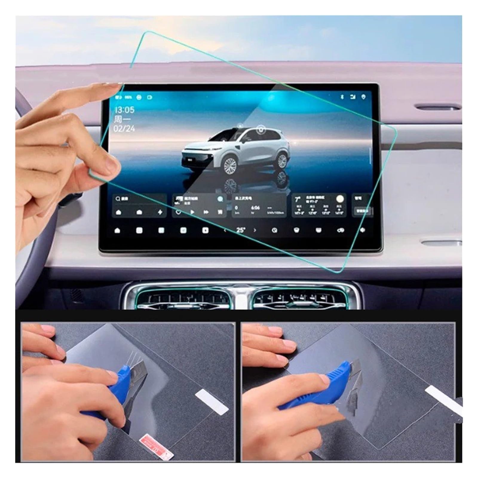 Displayschutzfolie für Autonavigationssystem LEAPMOTOR B10 2025-2026, gehärtete Glasfolie, Zubehör Autonavigation und Armaturenbrett-Displayschutz (B)