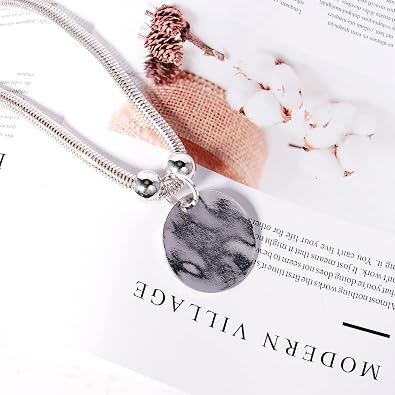 Silver Hammered Metal Statement Necklace Set with Lobster Clasp Closure, Disc Coin Necklace Circle Necklace Chunky Necklaces for Women New Unique Trendy Jewelry Valentines Day Gift