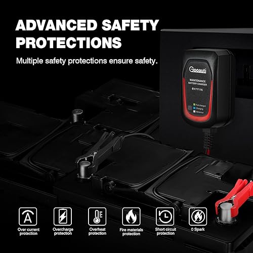 Miniatura 4 de GOOAUTI V3 - Cargador de goteo de 1A para motocicleta, cargador de batería completamente automático de 6 V para automóvil con reparación de pulso,