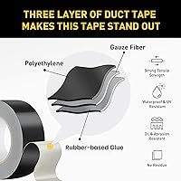 Vista 4 de Lichamp 6 Rollos de Cinta Adhesiva Negra Gruesa de Alta Resistencia, Cinta de 17 mil Sin Residue para Embalaje, Sellado, Reparación y Amarre, Cinta