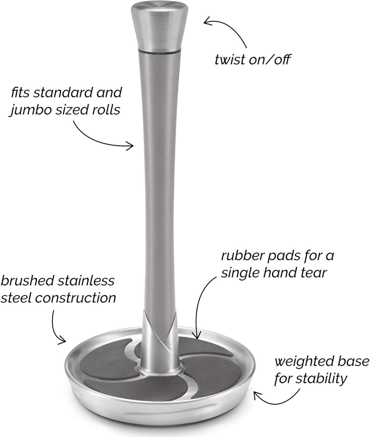 Polder KTH-7065-432 Fleur Paper Towel Holder, Silver