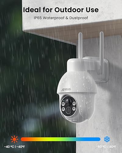 Miniatura 8 de ANRAN Cámara de seguridad solar 2K inalámbrica para exteriores, paquete de 2 cámaras WiFi alimentadas por batería con PTZ de 360 para seguridad del