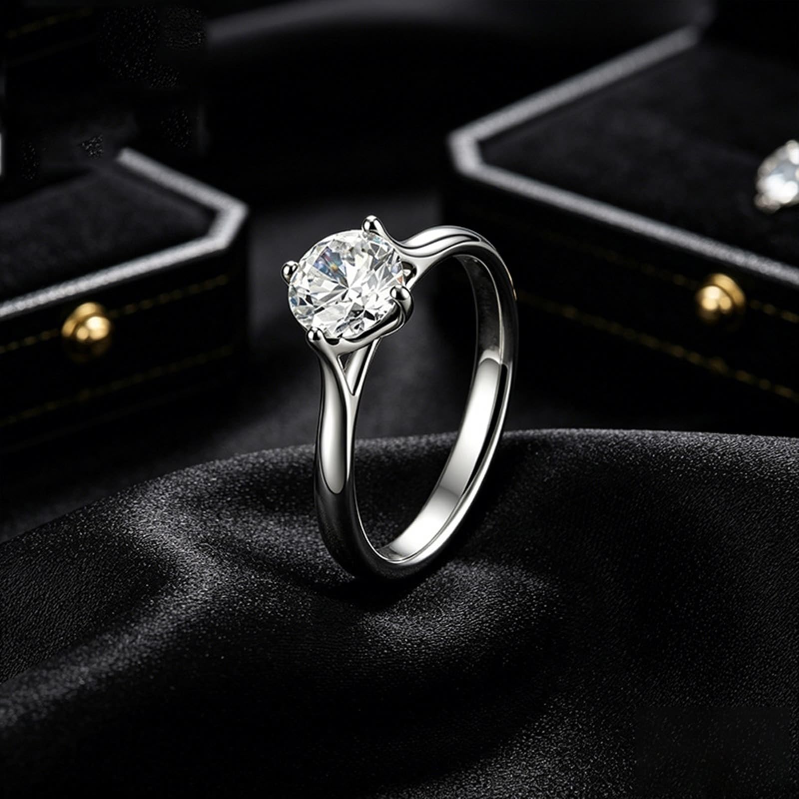 Fedi nuziali in oro bianco Au 375/585/750 con moissanite