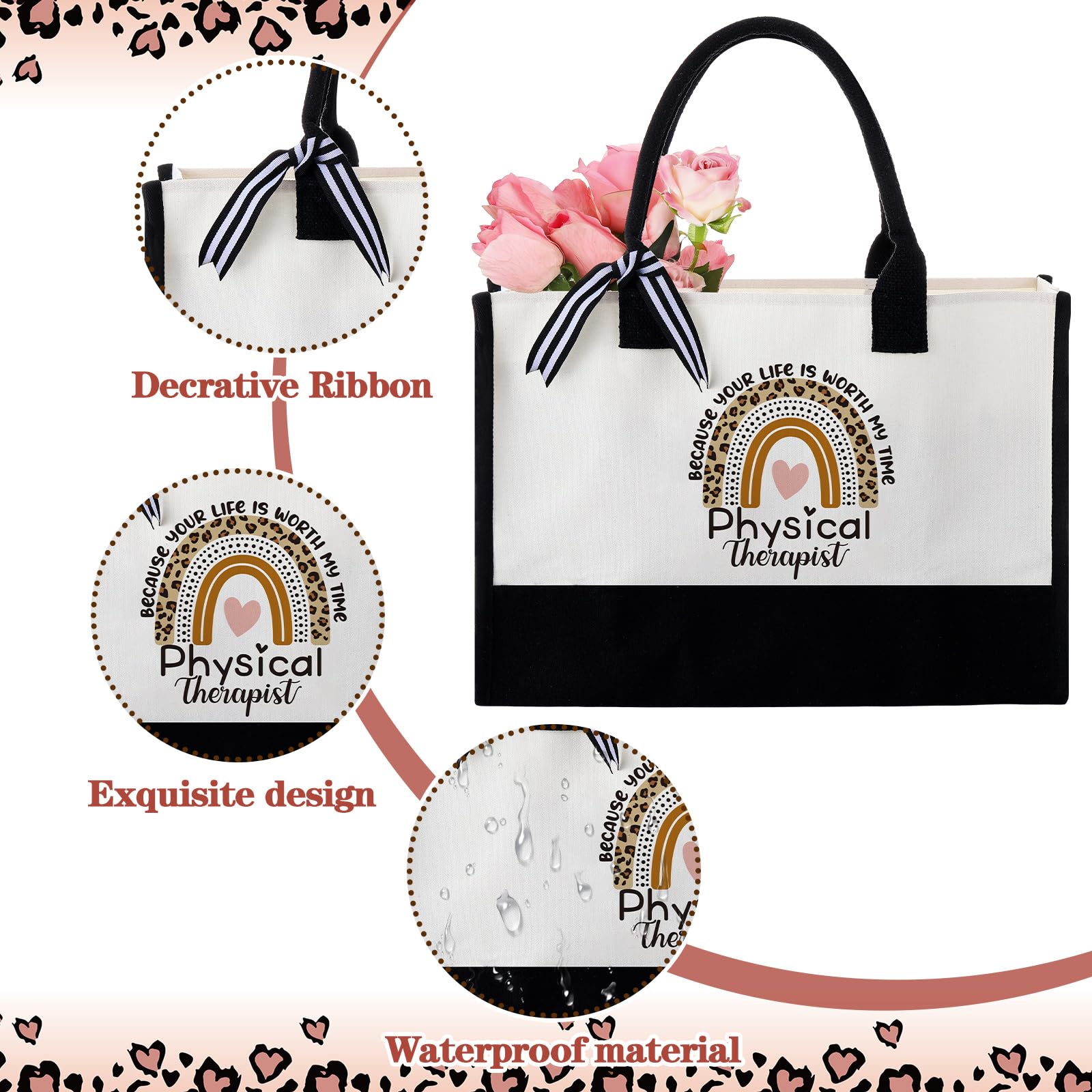 Geiserailie 8 Pcs Physical Therapist Appreciation Gifts for Women Including Large Tote Bag Cosmetic Bags Tumbler Cup Plush Socks Metal Keychain Card and Envelope for PT Doctor Student Gifts