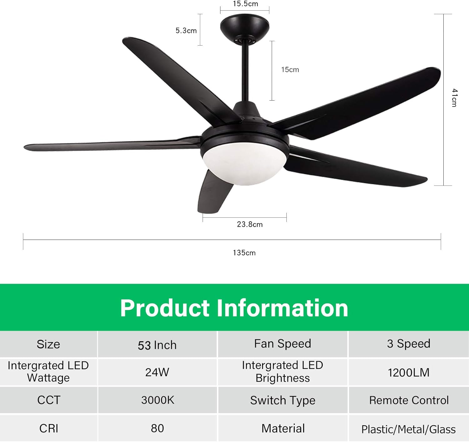 Best Seller Ceiling Fan with Lights for Living Room, CJOY 53 Inch Modern Ceiling Fan with 5 Reversible Blades, 3000K, Remote Controls, Black Buy 1 get 1 Ceiling Fan with Lights for Living Room, CJOY 53 Inch Modern Ceiling Fan with 5 Reversible Blades, 3000K, Remote Controls, Black
