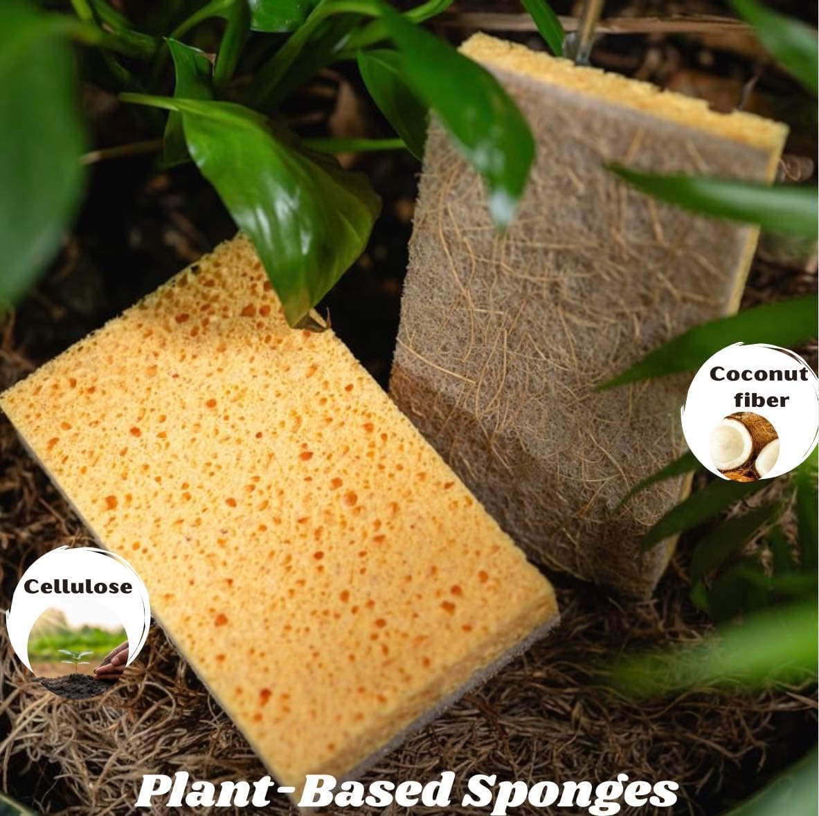 THE GREATER PLANET- Natural Kitchen Sponges, Eco Friendly Cleaning sponges-Multipurpose Wood Cellulose Scrub sponges-10 Pack Biodegradable Organic Kitchen Dish Sponge Cleaning Earth Friendly Sponge. image 5