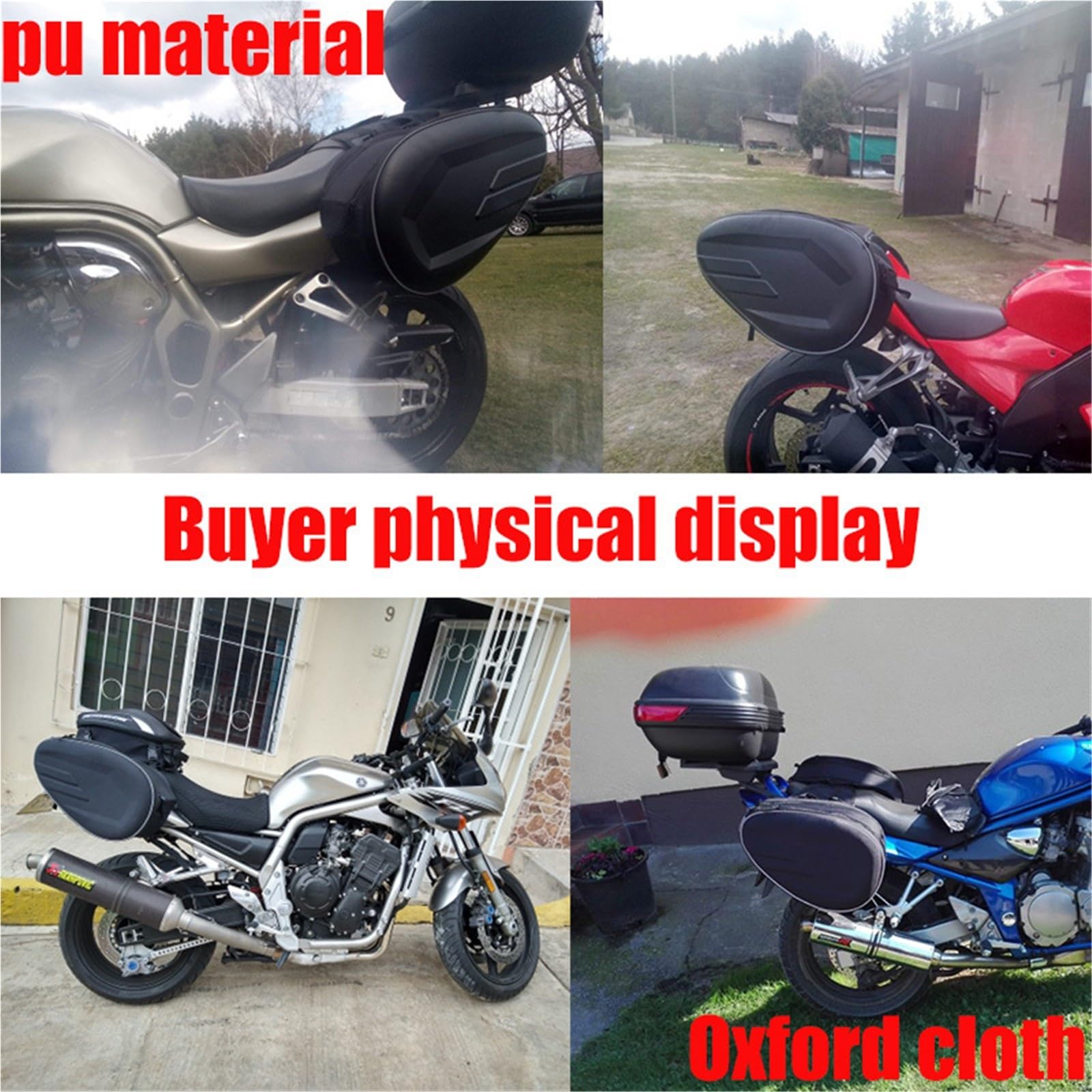 Borsa Gamba Moto Borsa da Sella Impermeabile per Moto/Borse da Viaggio per Casco Laterale per Moto + Copertura Antipioggia Un Paio Marsupio Gamba Moto(Oxford And Plastic)
